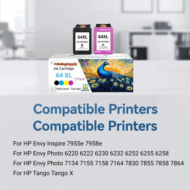Alt view image 3 of 7 - 64XL 1P Tri-Color Ink Cartridge Compatible for HP 64 XL Compatible with HP ENVY Inspire 7955e 7958e ENVY Photo 6220 6222 6230 6232 6252 6255 6258 7134 7155 7158 7164 7830 7855 7858 7864