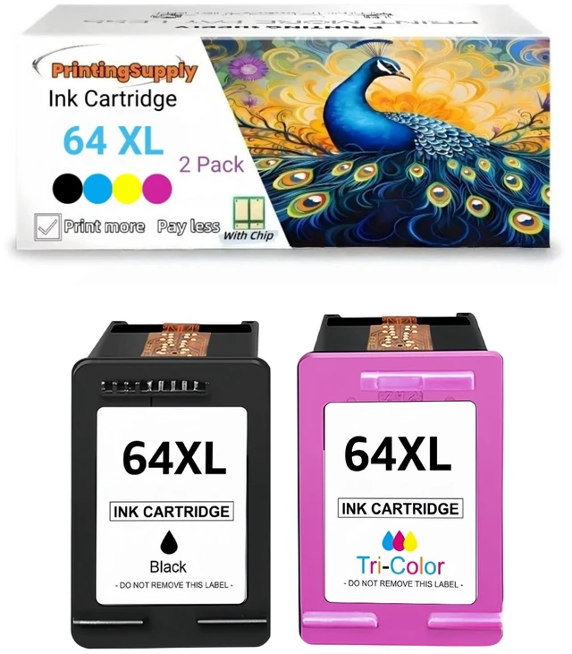 Main image of 64XL 2P Black&Tri-C Ink Cartridge Compatible for HP 64 XL Compatible with HP ENVY Inspire 7955e 7958e ENVY Photo 6220 6222 6230 6232 6252 6255 6258 7134 7155 7158 7164 7830 7855 7858 7864