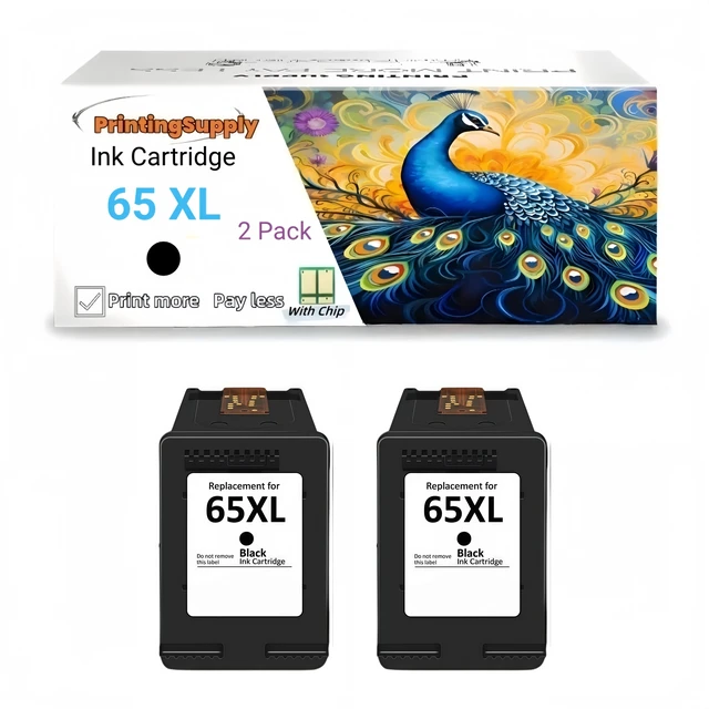 Main image of 65XL 2P Black Ink Cartridge Compatible for HP 65 XL Compatible with HP AMP 100 105 120 125 1302620 2621 2622 2624 2630 2632 2633 2652 2655 DeskJet 3720 3721 3722 3723 3732 3735 3750 3752 3755