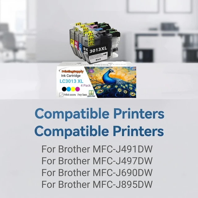 Alt view image 2 of 7 - LC3013XL 3PK High-Yield BK Ink Cartridge Compatible for Brother LC3013 XL LC3011 Compatible with Brother MFC-J491DW J497DW J690DW J895DW