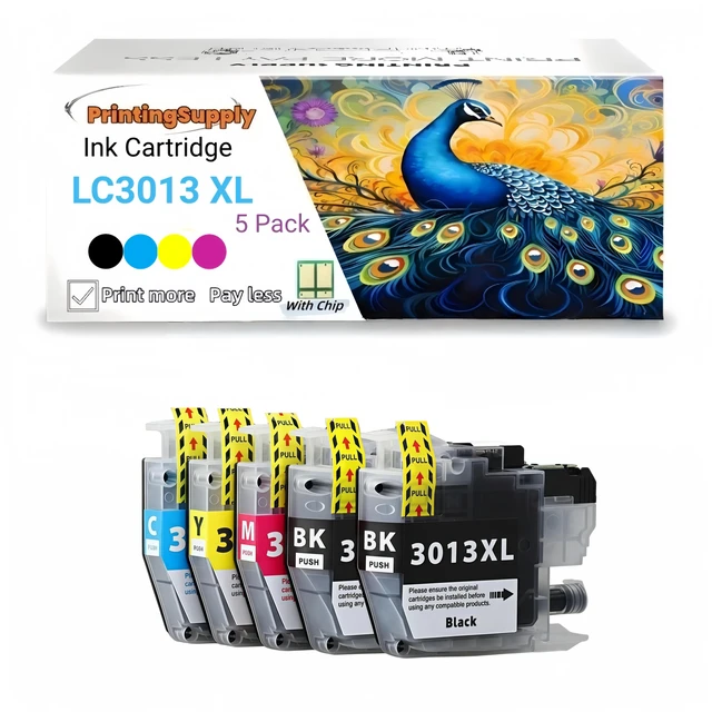 Main image of LC3013XL 5PK High-Yield BKCMY Ink Cartridge Compatible for Brother LC3013 XL LC3011 Compatible with Brother MFC-J491DW J497DW J690DW J895DW