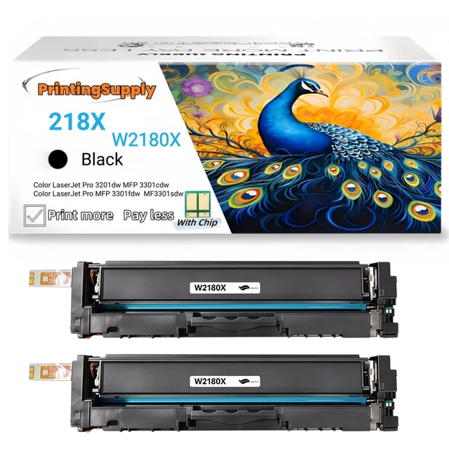 Main image of 2 Pack W2180X New High Yield Black Toner Cartridge With Chip Compatible for HP W218X / W2180X, Work With HP Color LaserJet Pro 3210DW, MFP 3301cdw, MFP 3301fdw, MFP 3301sdw