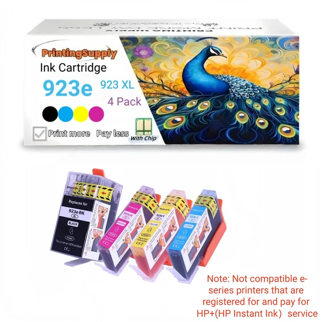Main image of 4 Pack 923e New High Yield BKCMY ink Cartridge Compatible to HP 923e 923XL 923 XL, Work with HP OfficeJet pro 8120 8122 8124 8125 8130 8132 8134 8135 8138 8139