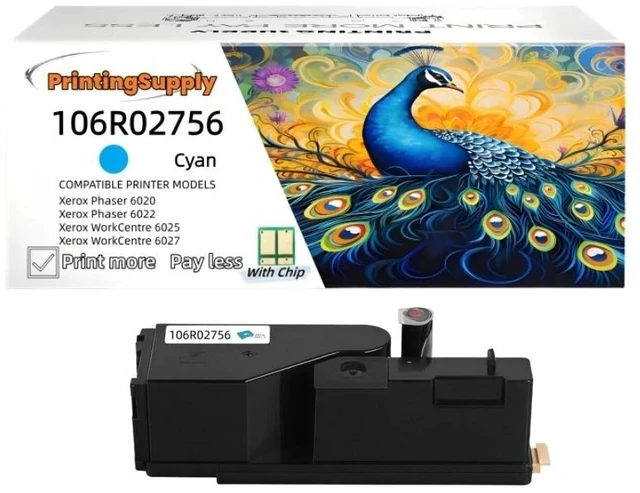 Main image of 106R02756 1 Pack High-Quality Cyan Toner Cartridge Compatible for Xerox 6022 106R02756 Phaser 6020 6022 Work Centre 6025 6027
