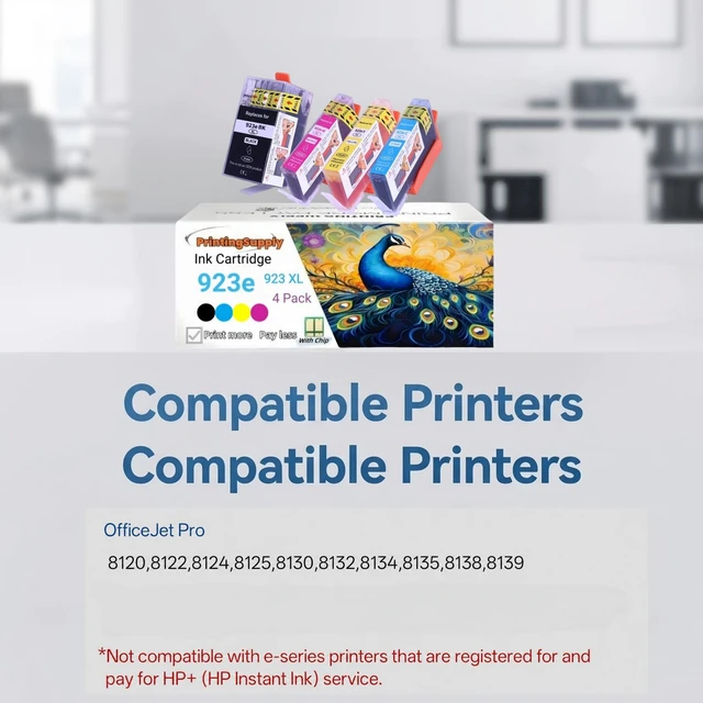Alt view image 2 of 7 - Newbrand 923e Black Ink Cartridge High Yield Compatible for HP 923e Ink Cartridge, Work with HP OfficeJet pro 8120 8122 8124 8125 8130 8132 8134 8135 8138 8139