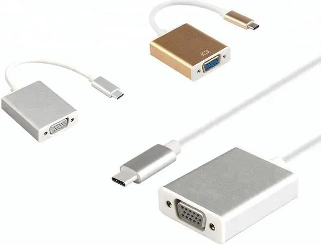 Alt view image 2 of 6 - Sonilco USB-C to VGA HDTV USB 3.1 Type C Adapter Cable for Monitor TV Projector Converter with Aluminum Case for 2017 MacBook Pro Samsung Galaxy, Silver
