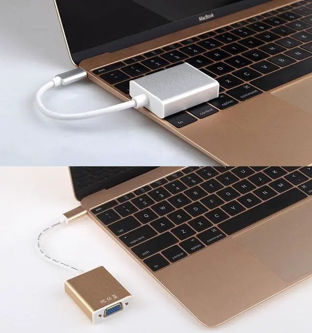 Alt view image 4 of 6 - Sonilco USB-C to VGA HDTV USB 3.1 Type C Adapter Cable for Monitor TV Projector Converter with Aluminum Case for 2017 MacBook Pro Samsung Galaxy, Silver