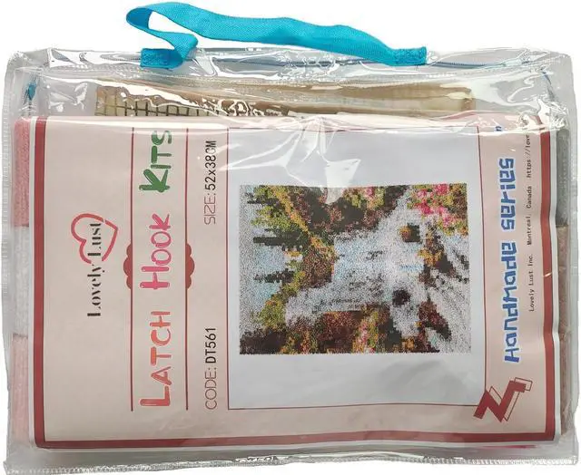 Alt view image 5 of 7 - Rabbit in Basket | Rug Making Latch Hooking Kit (52x38cm print canvas)