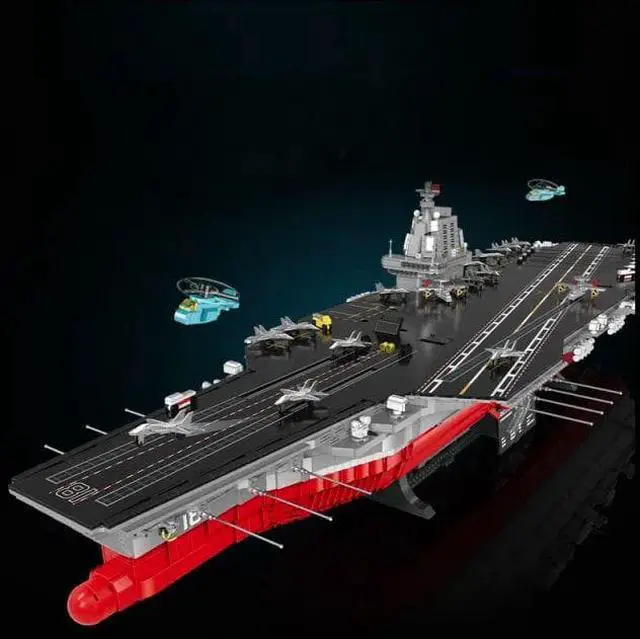 Alt view image 2 of 5 - Unique No-Name Building Blocks | Aircraft Carrier with Lights and Box