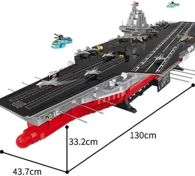 Alt view image 5 of 5 - Unique No-Name Building Blocks | Aircraft Carrier with Lights and Box