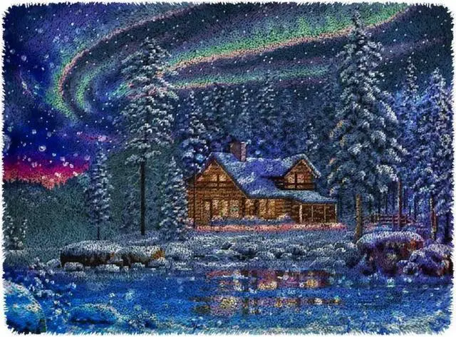 Main image of Northern Lights | Rug Making Latch Hooking Kit (87x61cm printed canvas)