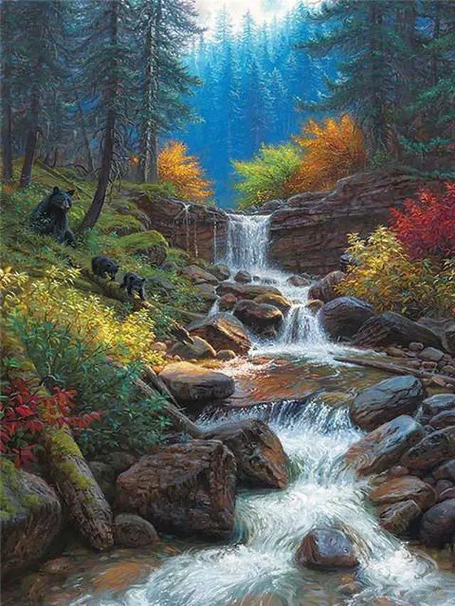Main image of Forest Stream Paint By Numbers (40x50cm No Frame)