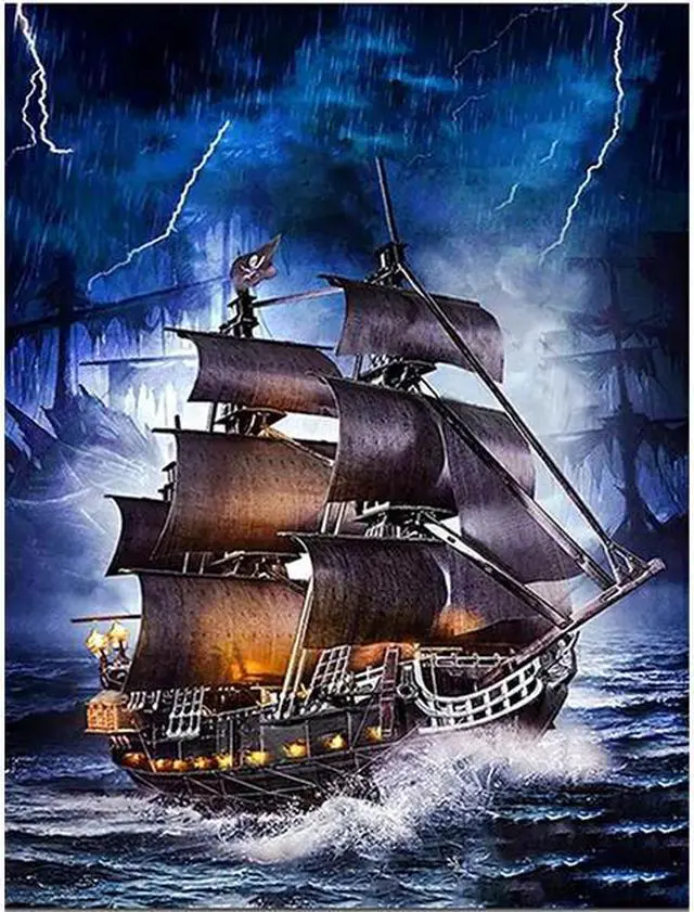 Main image of Sailboat in Storm Paint By Numbers (30x40cm No Frame)