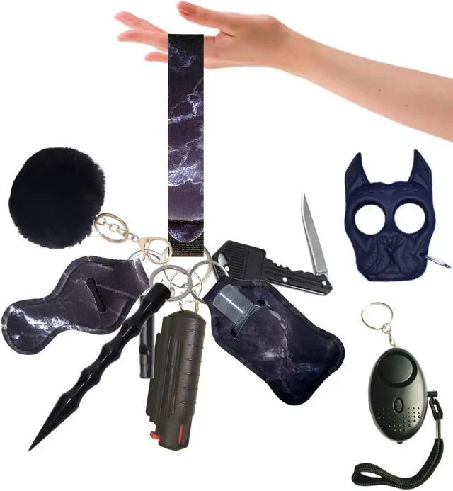 Main image of Self Defense Keychain Set for Women with Protection Safety Alarm Key Chain,Whistle and Wirstlet Safety KeyChain Set