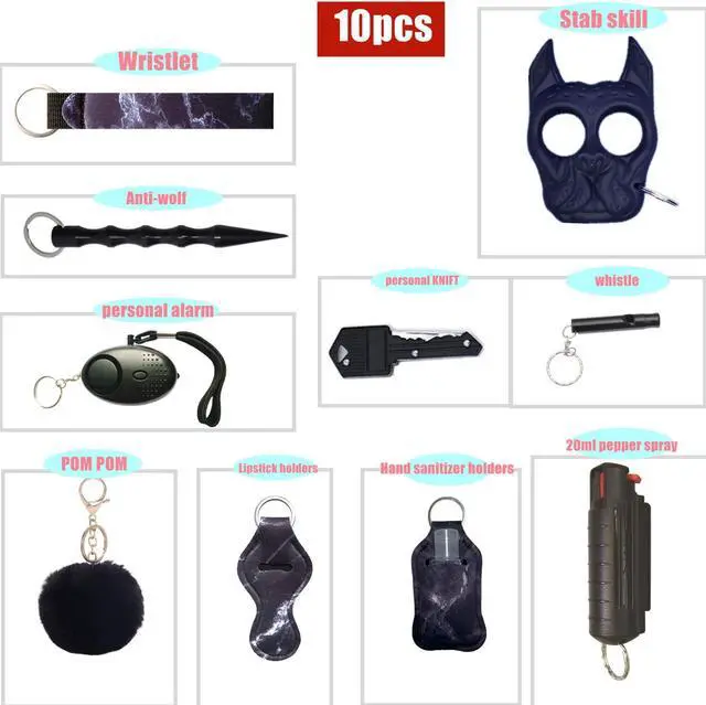 Alt view image 2 of 7 - Self Defense Keychain Set for Women with Protection Safety Alarm Key Chain,Whistle and Wirstlet Safety KeyChain Set