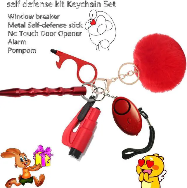 Alt view image 3 of 7 - Self Defense Keychain Set With Safe Sound Personal Alarm, Safety Keychain Set for Women, Girls - Portable Self Protection Key Chain Defense Red