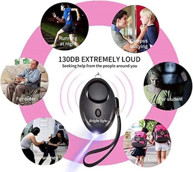 Alt view image 7 of 7 - Personal Alarm for Women, Self Defense Keychain , 140DB Emergency Self-Defense Security Alarm Keychain with LED Light for Women Kids and Elders Gray