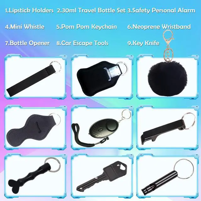 Alt view image 2 of 6 - Self Defense Keychain Set With Safe Sound Personal Alarm, Safety Keychain Set for Women, Girls - Portable Self Protection Key Chain Defense