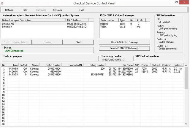 Alt view image 3 of 6 - Checktel VoIP - SIP Call Recorder, Line or Station Side, SIP Trunk or Cloud Telephony, 30 concurrent calls, 90 Stations. Metal 19 inch Gateway Housing, Front Color: Black