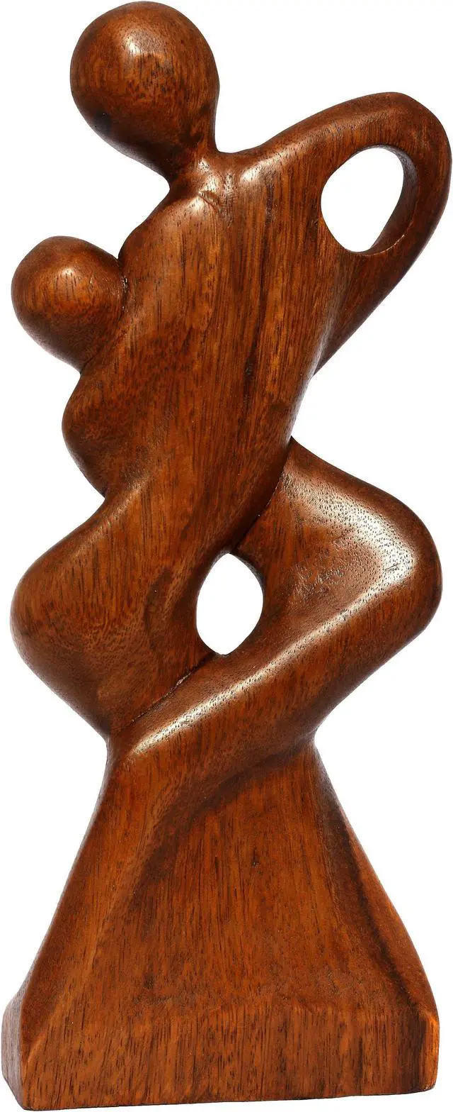 Alt view image 4 of 4 - G6 COLLECTION 12" Wooden Handmade Abstract Sculpture Statue Handcrafted "Forever Mine" Gift Art Home Decor Figurine Accent Decoration Artwork Hand Carved