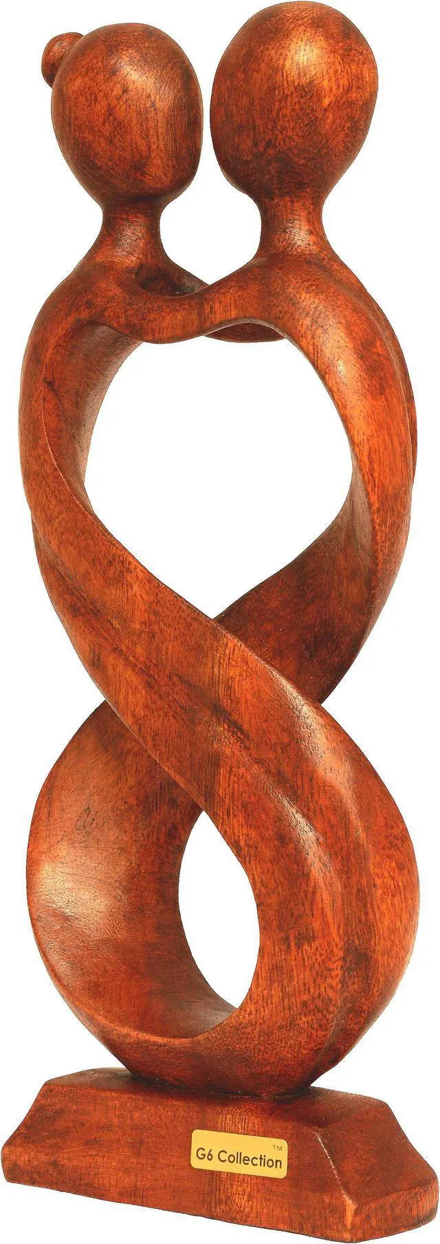 Alt view image 3 of 5 - G6 COLLECTION 12" Wooden Handmade Abstract Sculpture Statue Handcrafted "Infinite Love" Gift Art Home Decor Figurine Accent Decoration Artwork Hand Carved