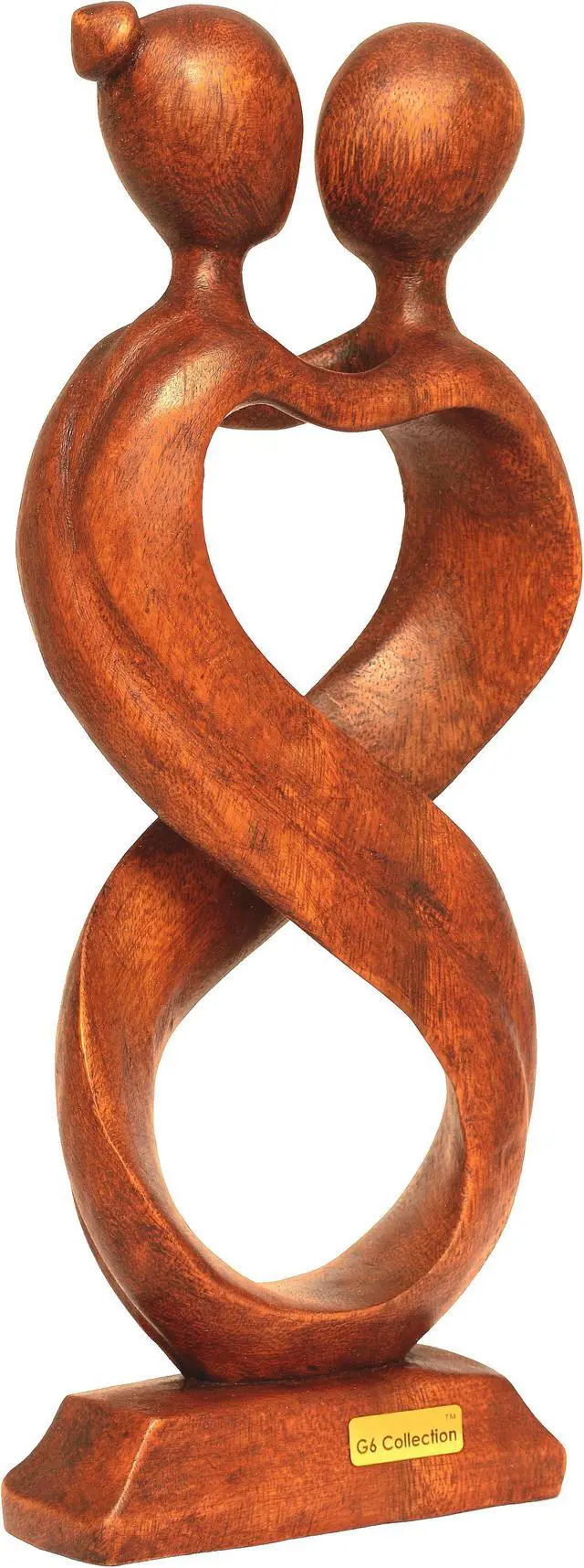 Alt view image 2 of 5 - G6 COLLECTION 12" Wooden Handmade Abstract Sculpture Statue Handcrafted "Infinite Love" Gift Art Home Decor Figurine Accent Decoration Artwork Hand Carved