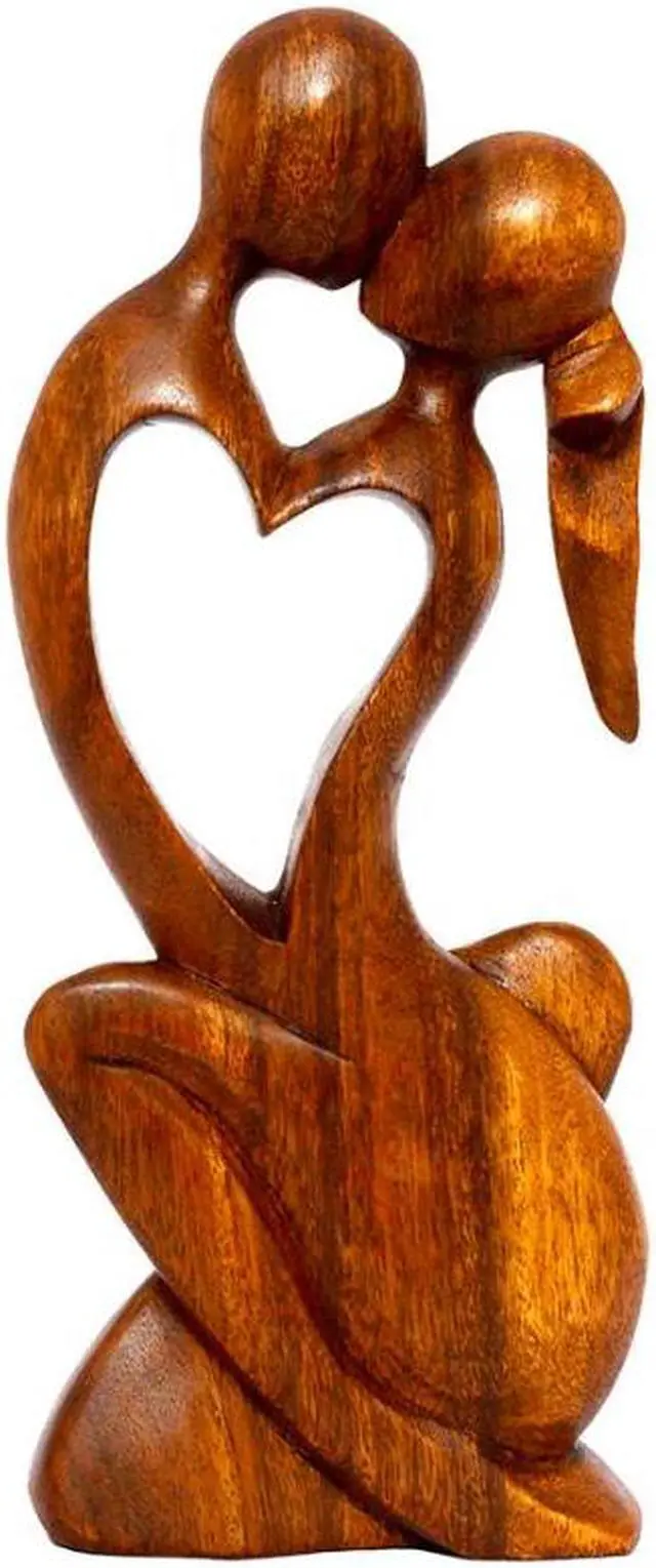 Alt view image 2 of 3 - G6 COLLECTION 12" Wooden Handmade Abstract Sculpture Statue Handcrafted "Endless Love" Gift Decorative Home Decor Figurine Accent Decoration Artwork Hand Carved