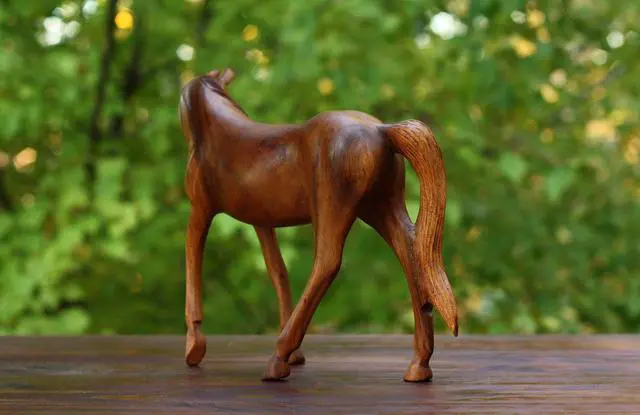 Alt view image 2 of 5 - G6 CLLECTION 12" Large Wooden Hand Carved Walking Horse Art Figurine Statue Sculpture Handcrafted Handmade Home Decor Accent Decoration