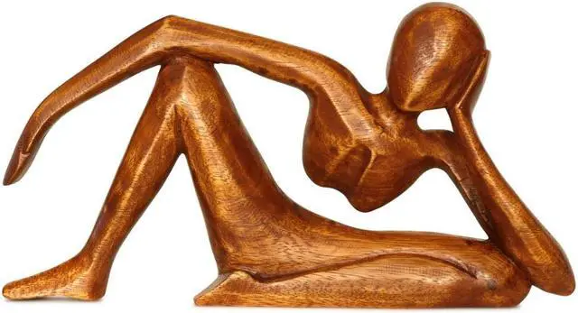Main image of G6 COLLECTION 12" Wooden Handmade Abstract Sculpture Handcrafted "Relaxing Man" Home Decor Decorative Figurine Accent Decoration Hand Carved Statue