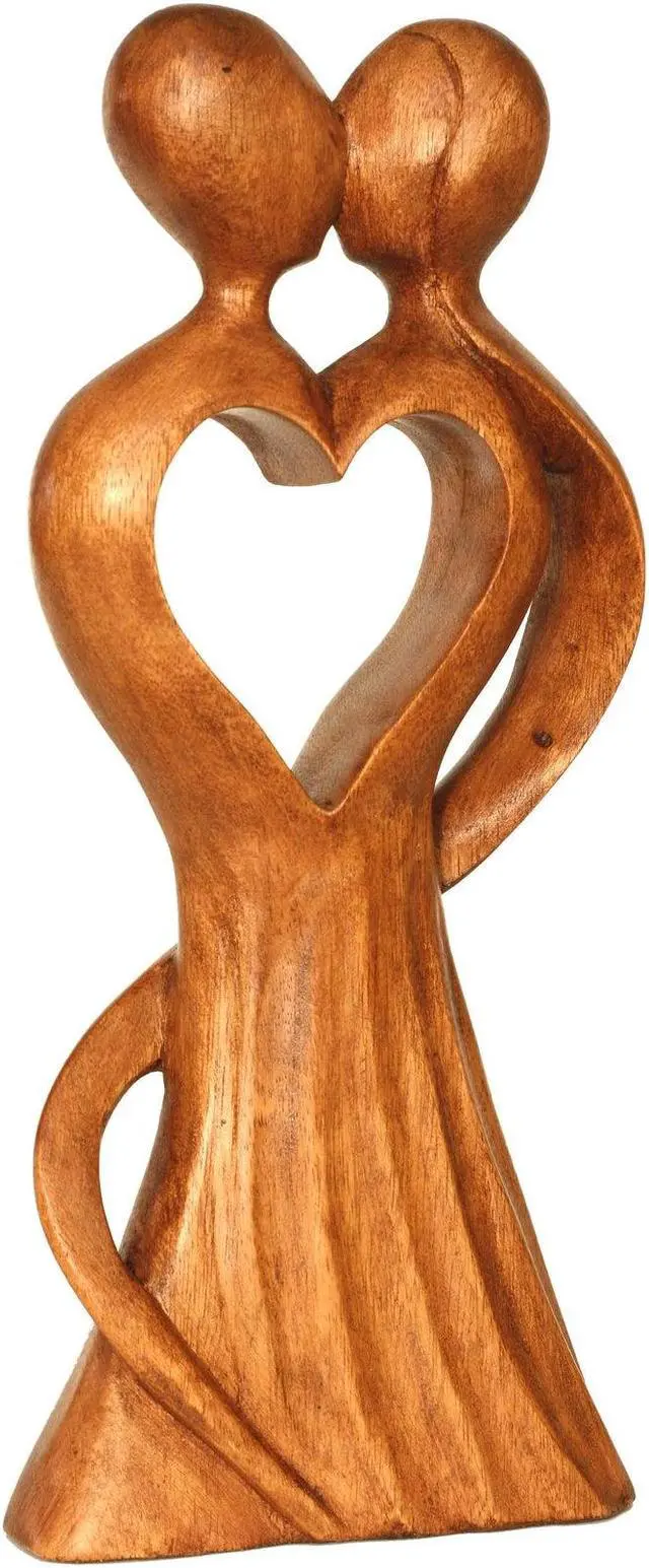 Alt view image 2 of 2 - G6 COLLECTION 12" Wooden Handmade Abstract Sculpture Statue Handcrafted "Love of My Life" Gift Art Home Decor Figurine Accent Artwork Hand Carved