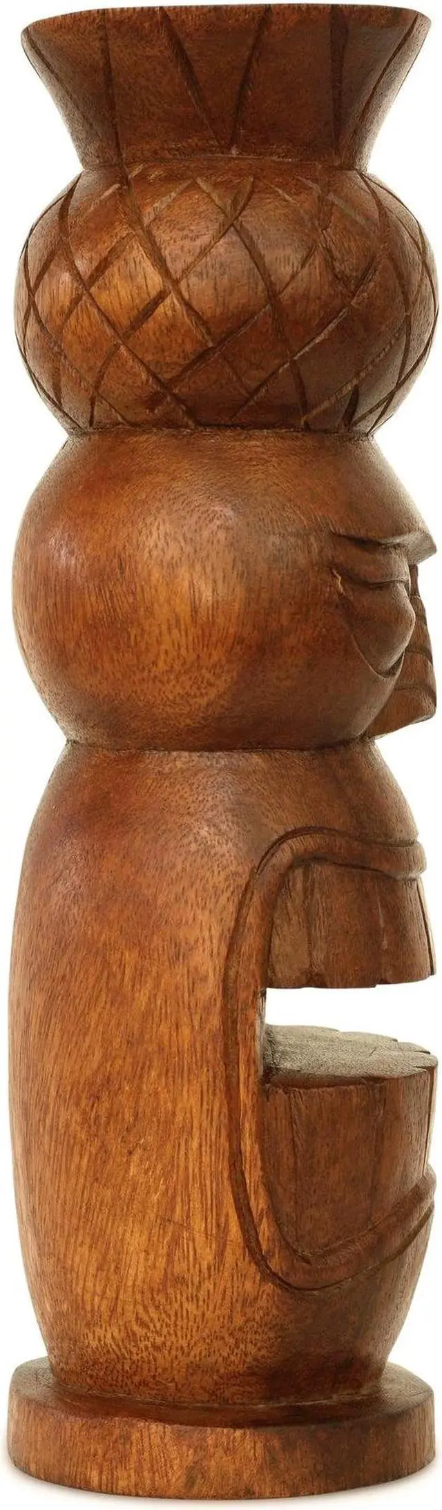 Alt view image 2 of 4 - G6 COLLECTION Handmade Wooden Primitive Pineapple Head Tribal Statue Sculpture Tiki Bar Totem Handcrafted Gift Home Decor Accent Figurine Decoration Hand Carved