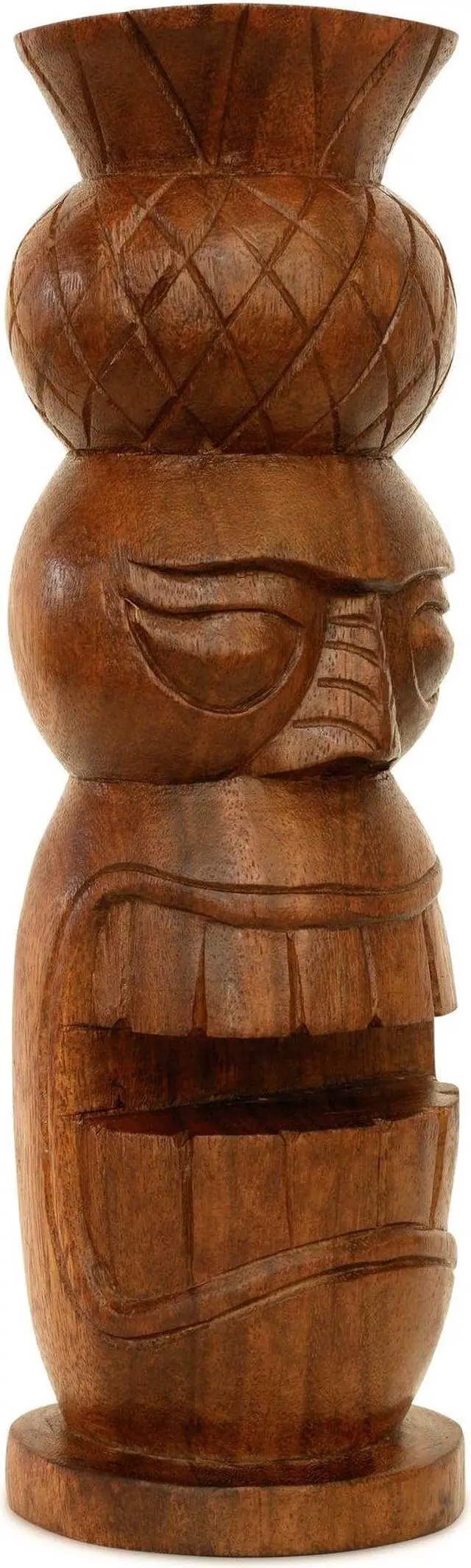 Alt view image 4 of 4 - G6 COLLECTION Handmade Wooden Primitive Pineapple Head Tribal Statue Sculpture Tiki Bar Totem Handcrafted Gift Home Decor Accent Figurine Decoration Hand Carved