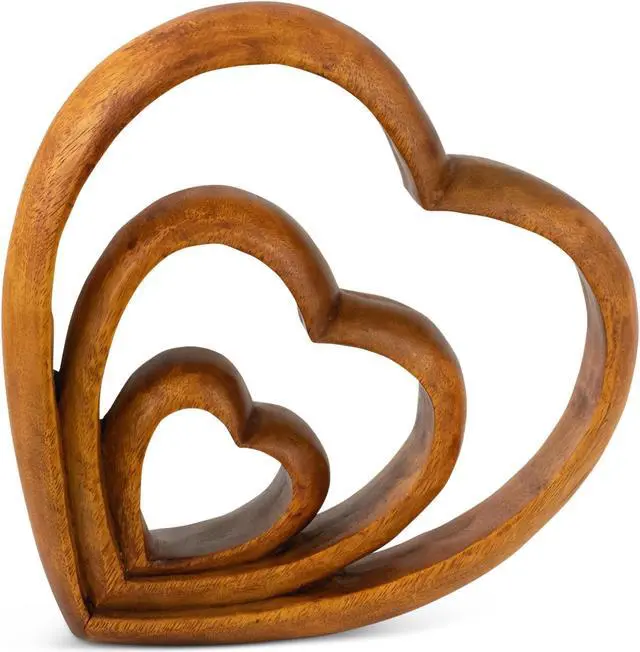 Main image of G6 COLLECTION Wooden Handmade Abstract Sculpture Statue Handcrafted "Hearts of Love" Gift Art Decorative Home Decor Figurine Accent Decoration Artwork Hand Carved