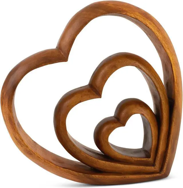 Alt view image 2 of 2 - G6 COLLECTION Wooden Handmade Abstract Sculpture Statue Handcrafted "Hearts of Love" Gift Art Decorative Home Decor Figurine Accent Decoration Artwork Hand Carved