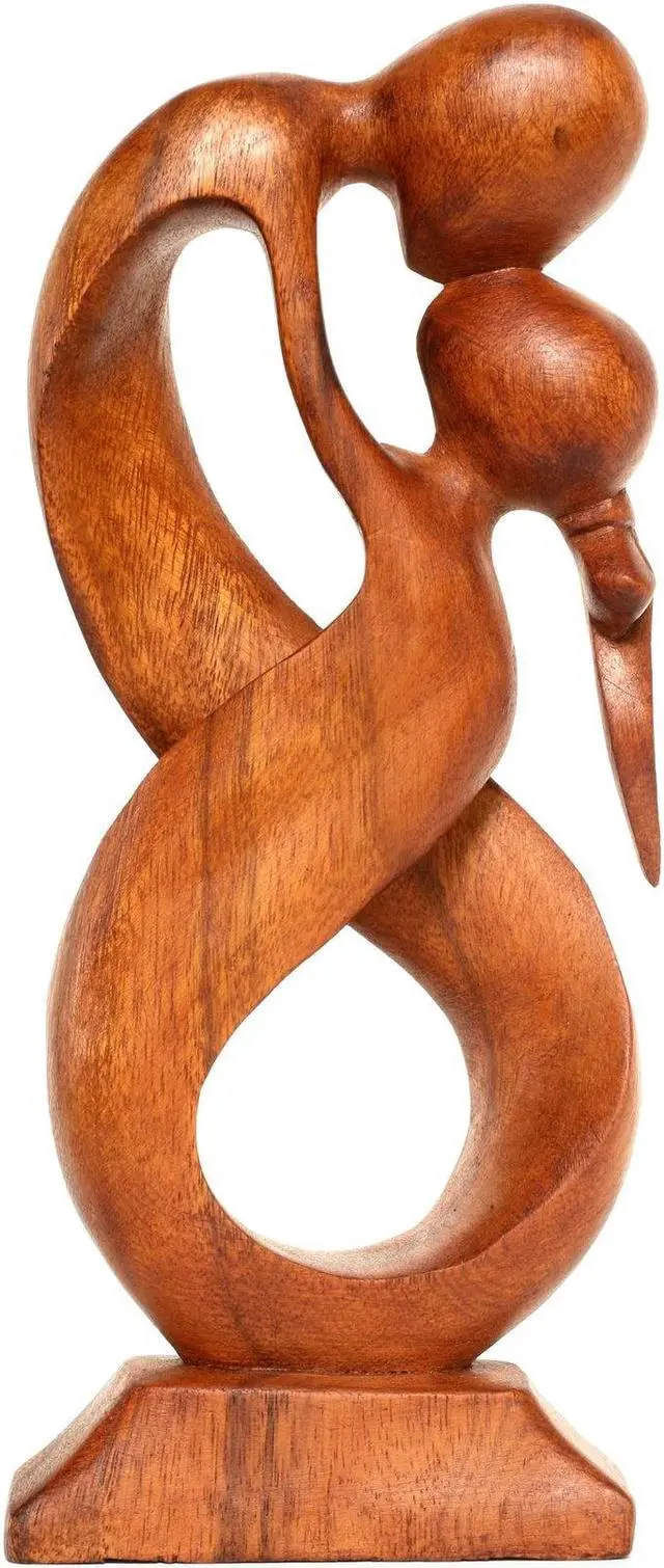 Alt view image 2 of 3 - G6 COLLETION 12" Wooden Handmade Abstract Sculpture Statue Handcrafted "Always Yours" Gift Art Decorative Home Decor Figurine Accent Decoration Artwork Hand Carved
