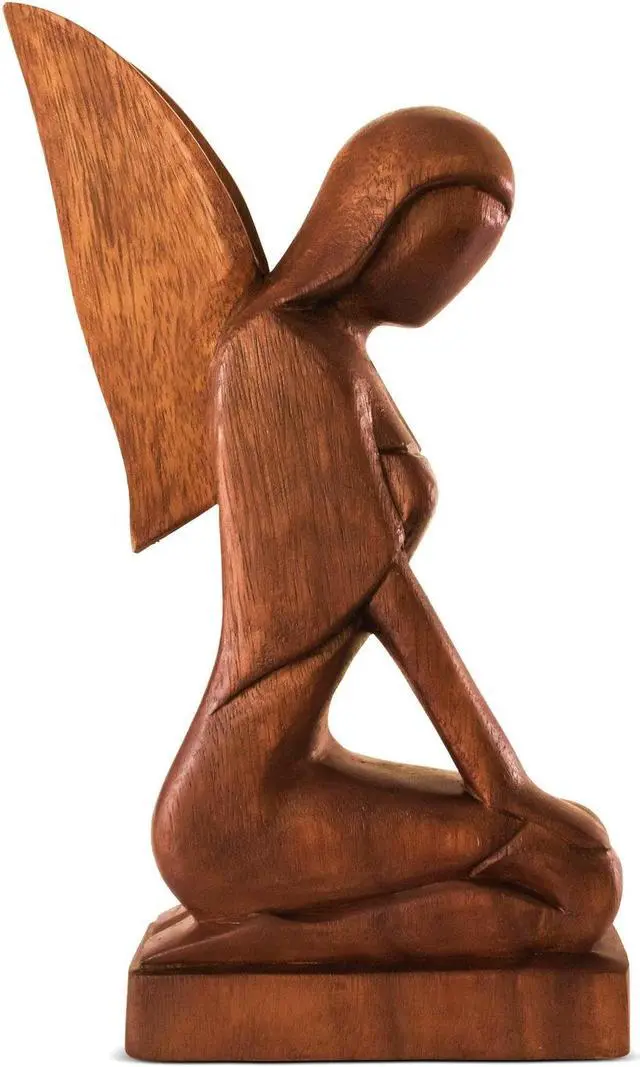Main image of G6 COLLETION 12" Wooden Handmade Abstract Sculpture Statue Handcrafted "Kneeling Angel" Gift Decorative Home Decor Figurine Accent Decoration Artwork Hand Carved