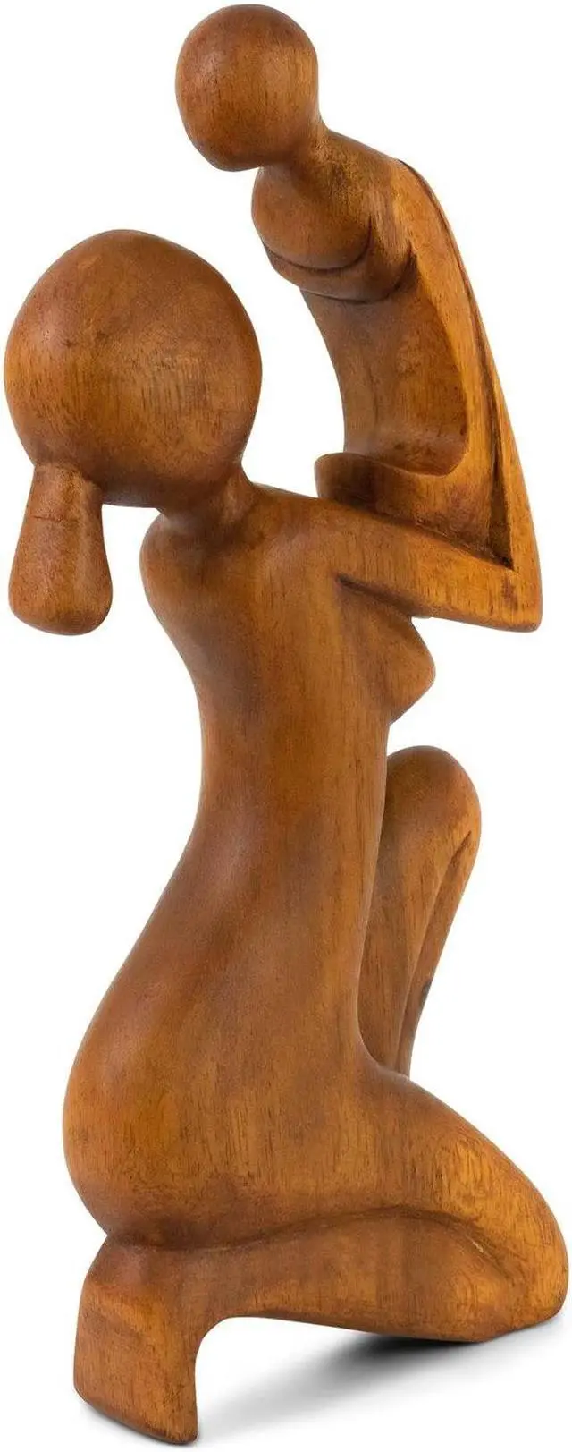 Alt view image 4 of 5 - G6 COLLECTION 12" Wooden Handmade Abstract Mother and Child Sculpture Handcrafted Gift Art Home Decor Figurine Accent Artwork Hand Carved Mother and Baby Statue