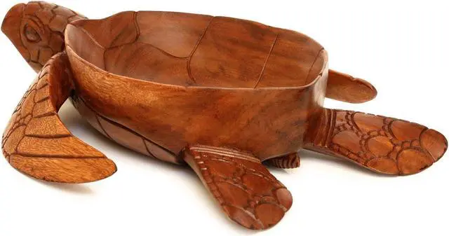 Alt view image 5 of 6 - G6 COLLECTION Wooden Handmade Turtle Serving Fruit Decorative Bowl Centerpiece Hand Carved Art Home Decor Decoration Artwork Handcrafted Gift Storage Accent Wood