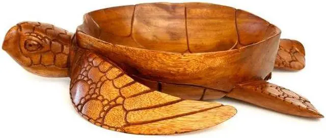 Alt view image 2 of 6 - G6 COLLECTION Wooden Handmade Turtle Serving Fruit Decorative Bowl Centerpiece Hand Carved Art Home Decor Decoration Artwork Handcrafted Gift Storage Accent Wood