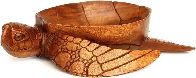 Alt view image 3 of 6 - G6 COLLECTION Wooden Handmade Turtle Serving Fruit Decorative Bowl Centerpiece Hand Carved Art Home Decor Decoration Artwork Handcrafted Gift Storage Accent Wood