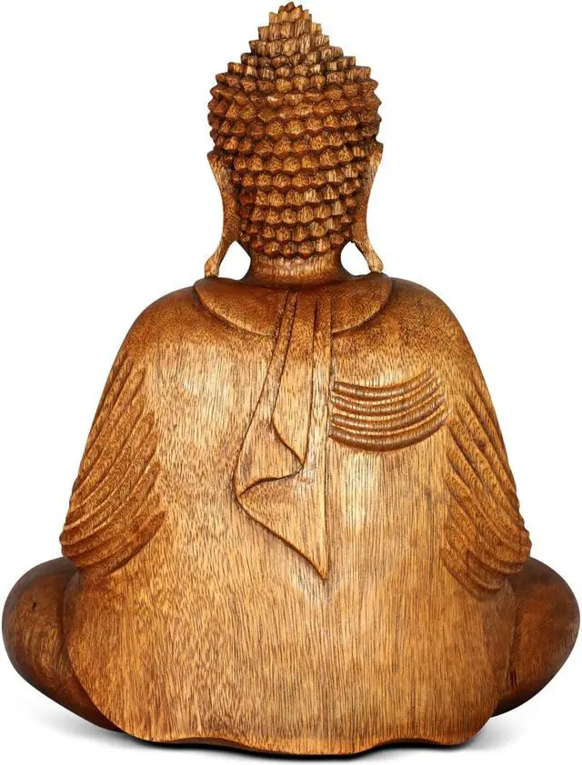 Alt view image 4 of 5 - G6 COLLECTION Wooden Serene Sitting Buddha "Dhyana Mudra" Statue Handmade Meditating Sculpture Figurine Decorative Home Decor Accent Handcrafted Art Oriental Decor