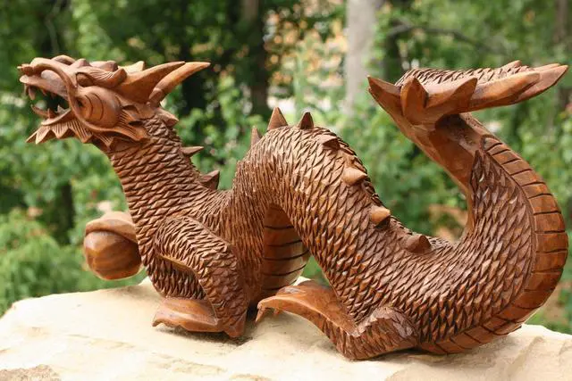 Alt view image 4 of 5 - G6 COLLETION Wooden Crawling Dragon Handmade Sculpture Statue Handcrafted Gift Art Decorative Home Decor Figurine Accent Decoration Artwork Hand Carved
