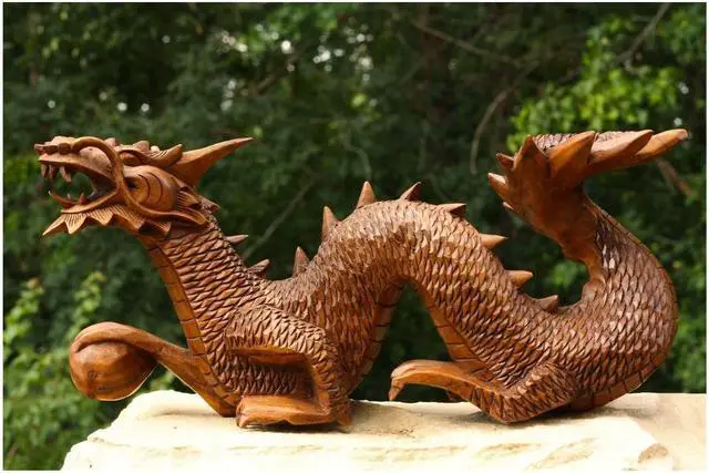 Alt view image 2 of 5 - G6 COLLETION Wooden Crawling Dragon Handmade Sculpture Statue Handcrafted Gift Art Decorative Home Decor Figurine Accent Decoration Artwork Hand Carved