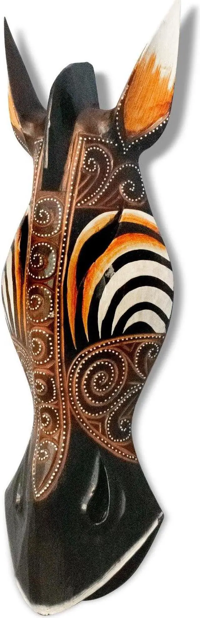 Alt view image 3 of 3 - G6 COLLECTION Wooden Tribal African Giraffe Mask Hand Carved Wall Plaque Hanging Home Decor Accent Sculpture Decoration Handmade Handcrafted Swirl Motif - 20" tall x 6" wide x 2" deep