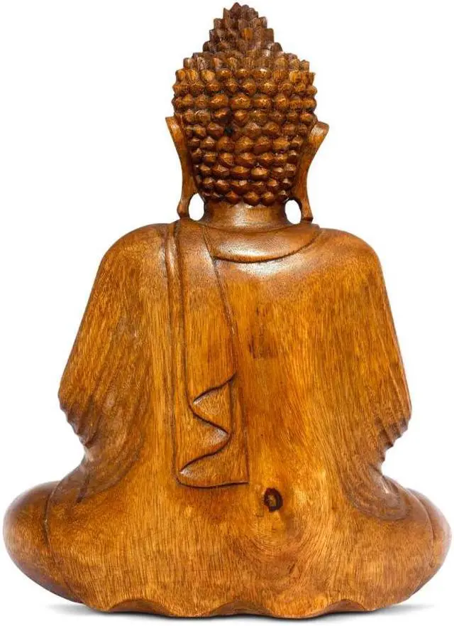 Alt view image 6 of 6 - G6 COLLECTION Wooden Serene Sitting Buddha "Vitarka Mudra" Statue Handmade Meditating Sculpture Figurine Home Decor Accent Handcrafted Art Modern Oriental Decor