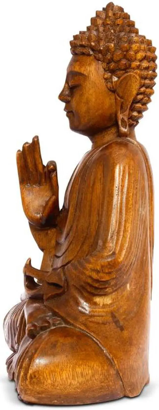 Alt view image 5 of 6 - G6 COLLECTION Wooden Serene Sitting Buddha "Vitarka Mudra" Statue Handmade Meditating Sculpture Figurine Home Decor Accent Handcrafted Art Modern Oriental Decor