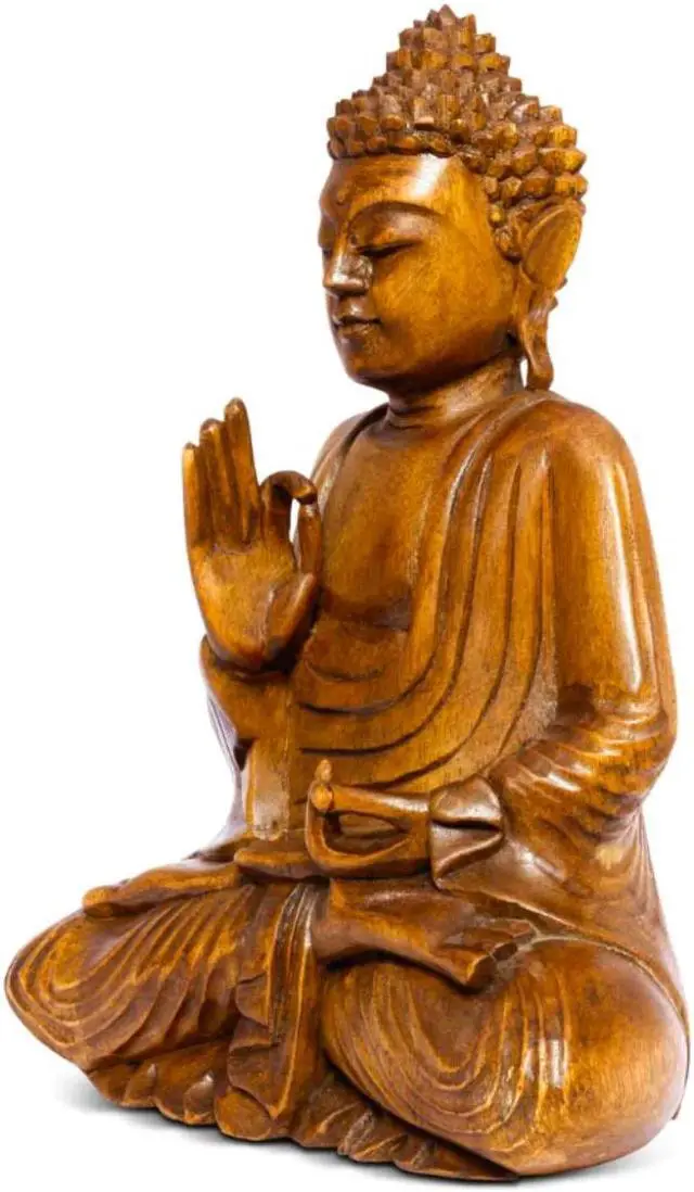 Alt view image 2 of 6 - G6 COLLECTION Wooden Serene Sitting Buddha "Vitarka Mudra" Statue Handmade Meditating Sculpture Figurine Home Decor Accent Handcrafted Art Modern Oriental Decor