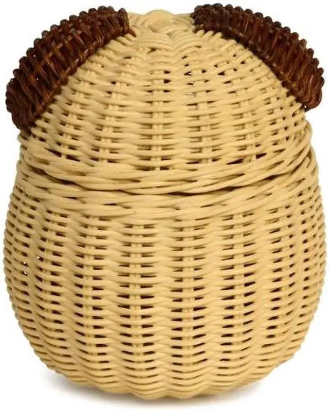Alt view image 6 of 6 - G6 COLLECTION Dog Rattan Storage Basket with Lid Decorative Home Decor Hand Woven Shelf Organizer Cute Handmade Handcrafted Gift Art Decoration Artwork Wicker Puppy
