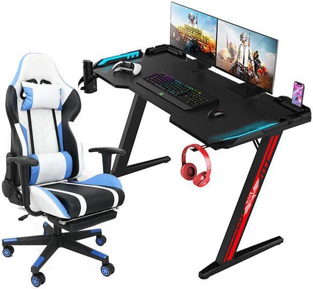 Large 140cm Computer Gaming Desk with RGB LED Lights Home Office Table