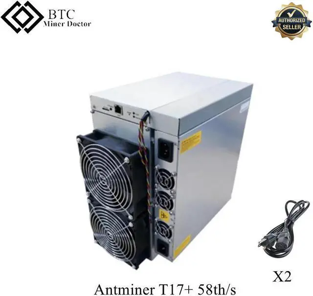 Main image of Btc Antminer T17+ Sha-256 Algorithm 58th/S 3000W Bitmain Original With US Power Cord Cable